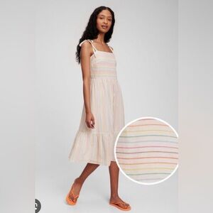 Gap Crinkle Gauze Tie-Shoulder Tiered Midi Dress